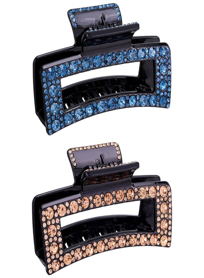 Sinide Rhinestone Hair Claw Clips, 2 Pack Exquisite Crystal Jaw Clips Nonslip Hair Clips for Thick Long Hair, Fashion Hair Clamp Accessories for Women Ladies Strong Hold Hair Barrette for Hair Styling - Image 2
